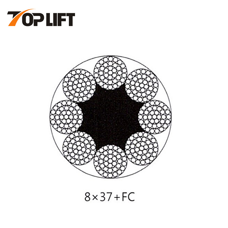 حبال أسلاك الفولاذ (غير المجلفنة والمجلفنة) 8X37+FC 8X37+IWRC