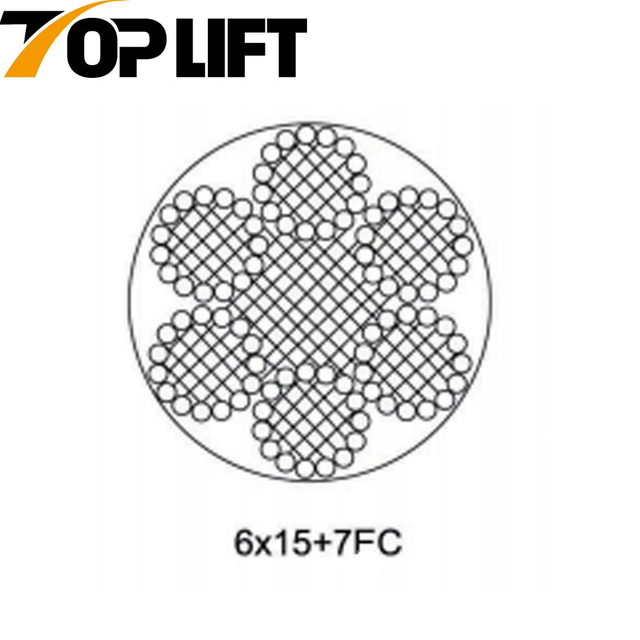 حبل أسلاك الفولاذ المجلفن / غير المجلفن 6X15 + 7FC