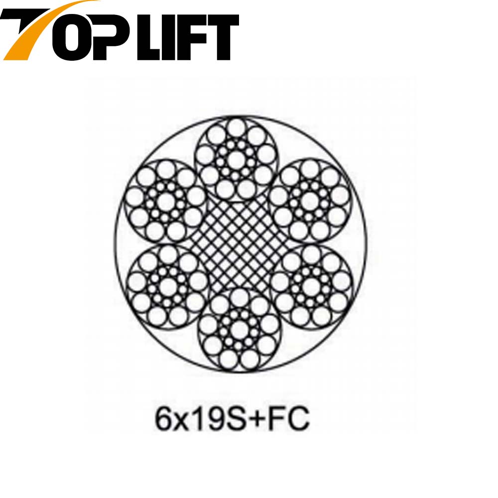 حبل أسلاك الفولاذ المجلفن / غير المجلفن 6X19S+FC 6X19S+WSC 6X19W+FC 6X19W+IWRC