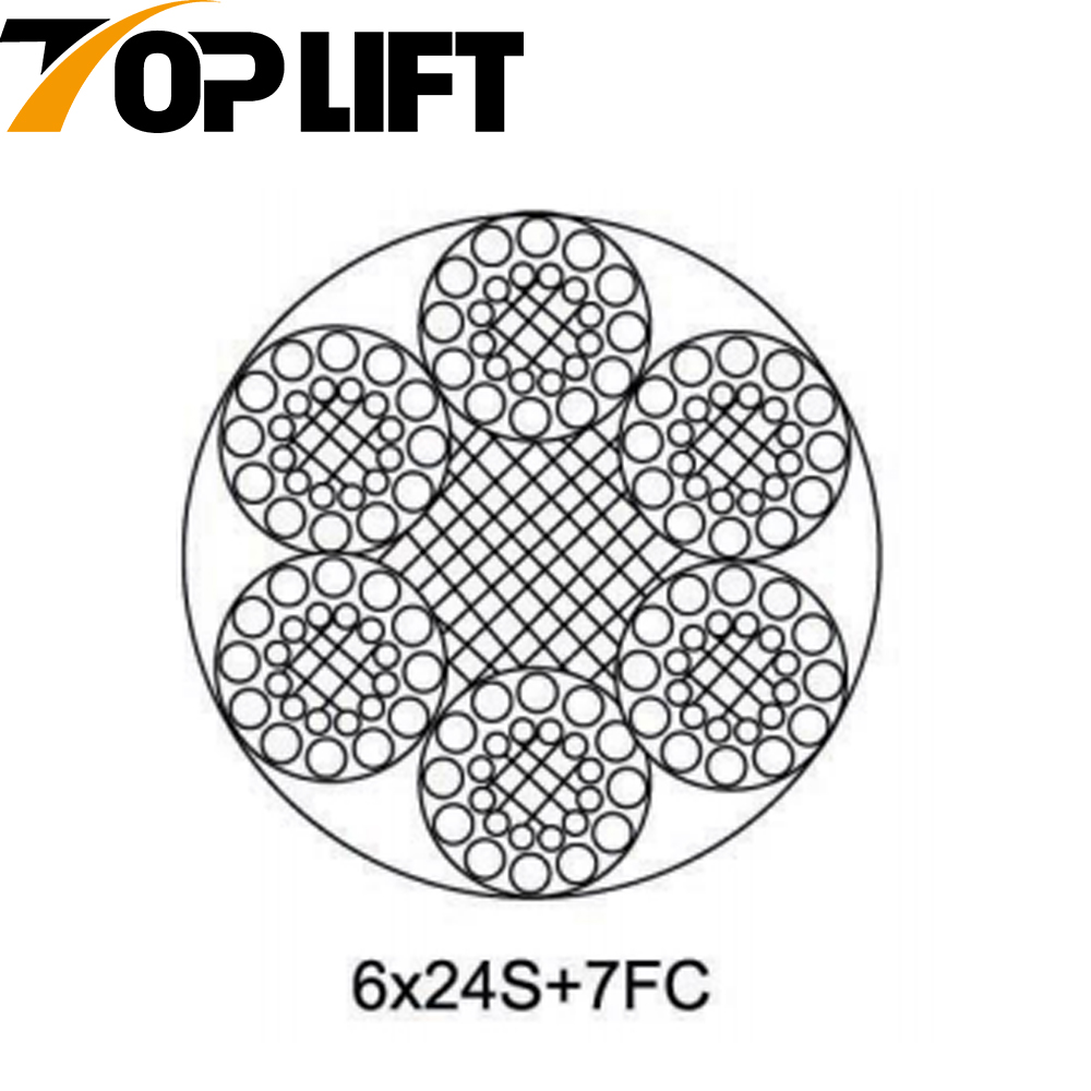 خط الاتصال حبل أسلاك الفولاذ المجلفن / غير المجلفن 6X24S + 7FC 6X24W + 7FC