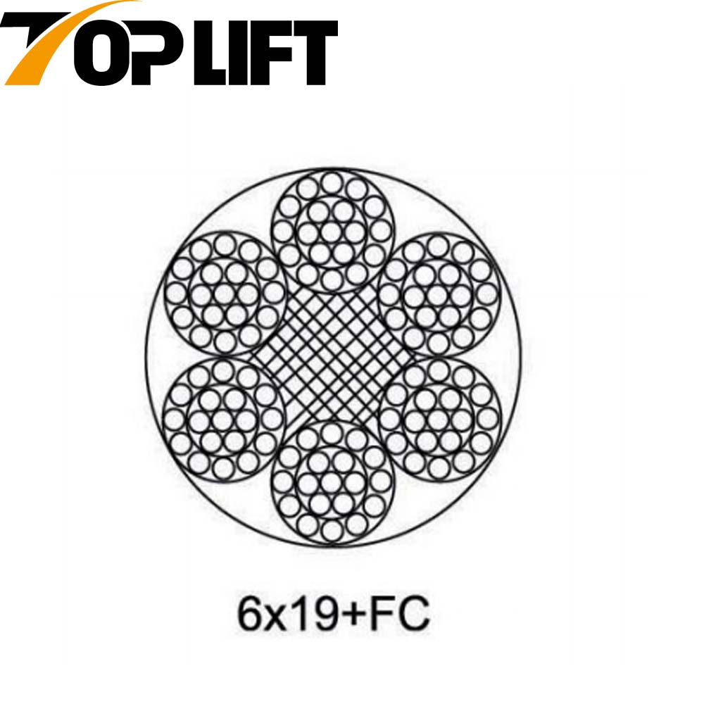 حبل أسلاك الفولاذ المجلفن / غير المجلفن 6X19+FC 6X19+WSC 6X19+IWRC