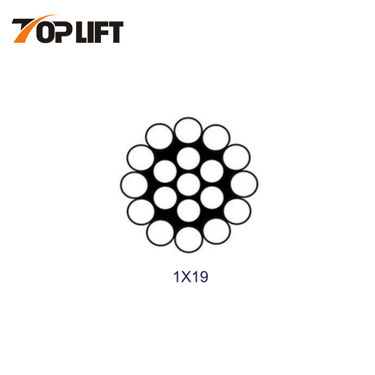 حبل أسلاك الفولاذ المجلفن / غير المجلفن 1X3 1X7 1X19 1X37