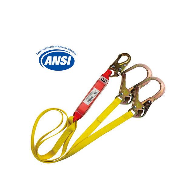 حبل أمان مزدوج معتمد من ANSI مع قوة عالية لامتصاص الطاقة
